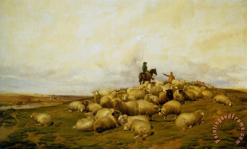 A Shepherd with His Flock painting - Thomas Sidney Cooper A Shepherd with His Flock Art Print