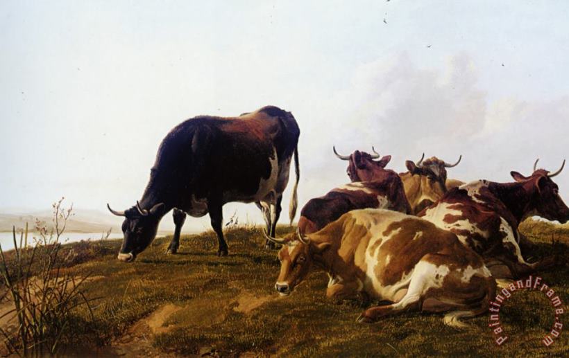 Cattle Resting Beside a River painting - Thomas Sidney Cooper Cattle Resting Beside a River Art Print