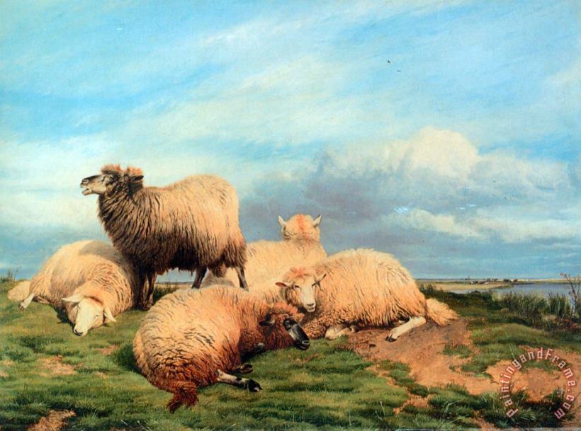 Landscape with Sheep painting - Thomas Sidney Cooper Landscape with Sheep Art Print