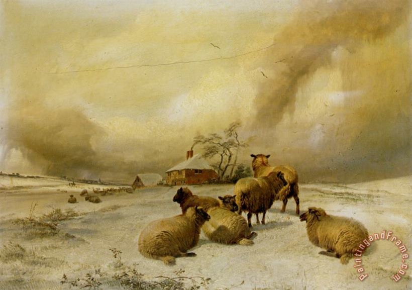 Sheep in a Winter Landscape painting - Thomas Sidney Cooper Sheep in a Winter Landscape Art Print
