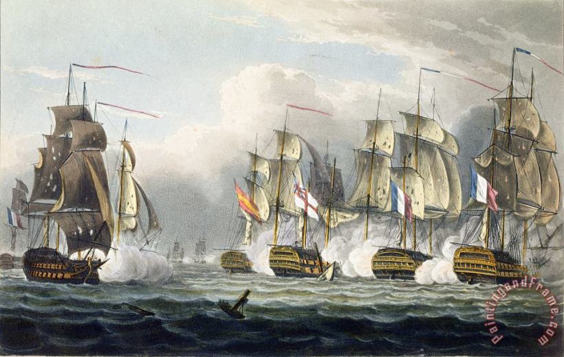 Situation Of The Hms Bellerophon painting - Thomas Whitcombe Situation Of The Hms Bellerophon Art Print