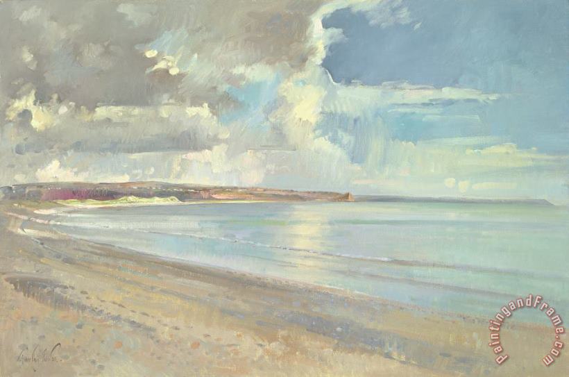 Timothy Easton Reflected Clouds Oxwich Beach Art Print