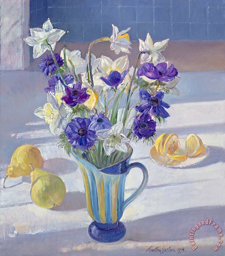Spring Flowers And Lemons painting - Timothy Easton Spring Flowers And Lemons Art Print