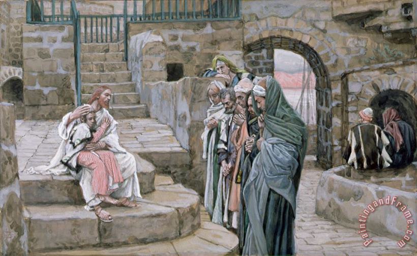 Jesus and the Little Child painting - Tissot Jesus and the Little Child Art Print