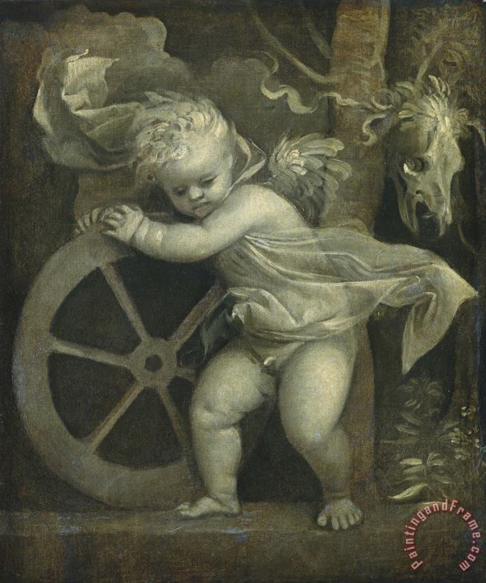 Titian Cupid with The Wheel of Fortune Art Painting