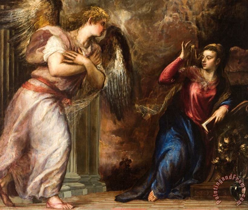 Titian Detail Of The Annunciation Art Print