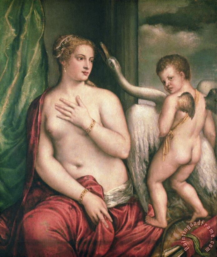 Leda and the Swan painting - Titian Leda and the Swan Art Print
