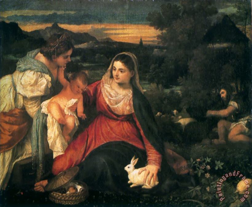 Madonna And Child with St. Catherine And a Rabbit painting - Titian Madonna And Child with St. Catherine And a Rabbit Art Print