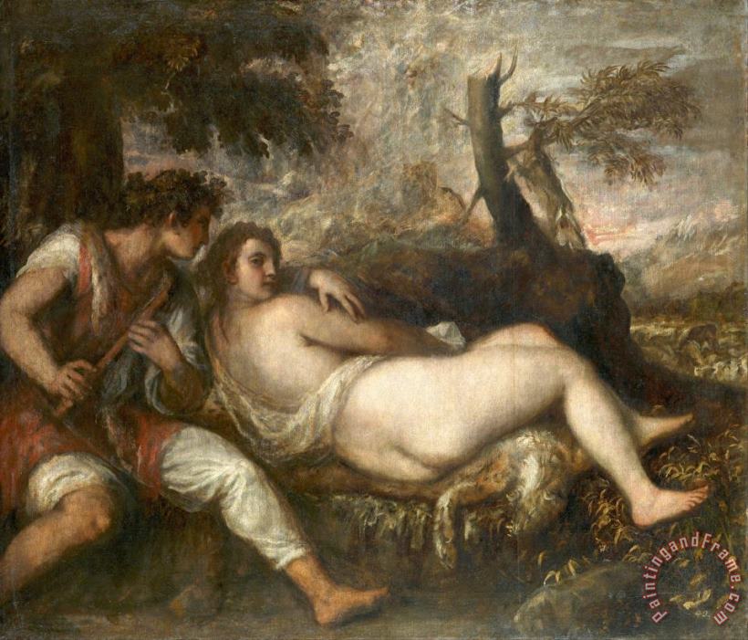 Titian Nymph And Shepherd Art Painting