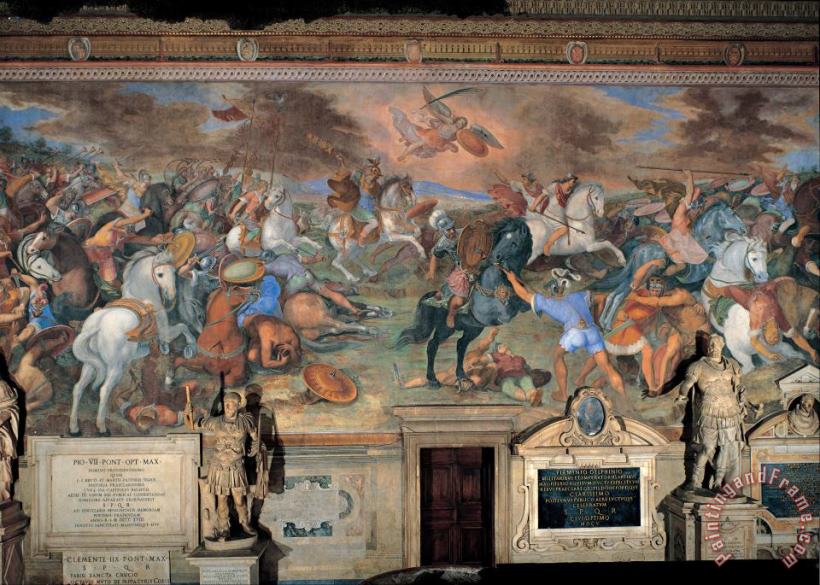 Battle of Lake Regillus painting - Tommaso Laureti Battle of Lake Regillus Art Print
