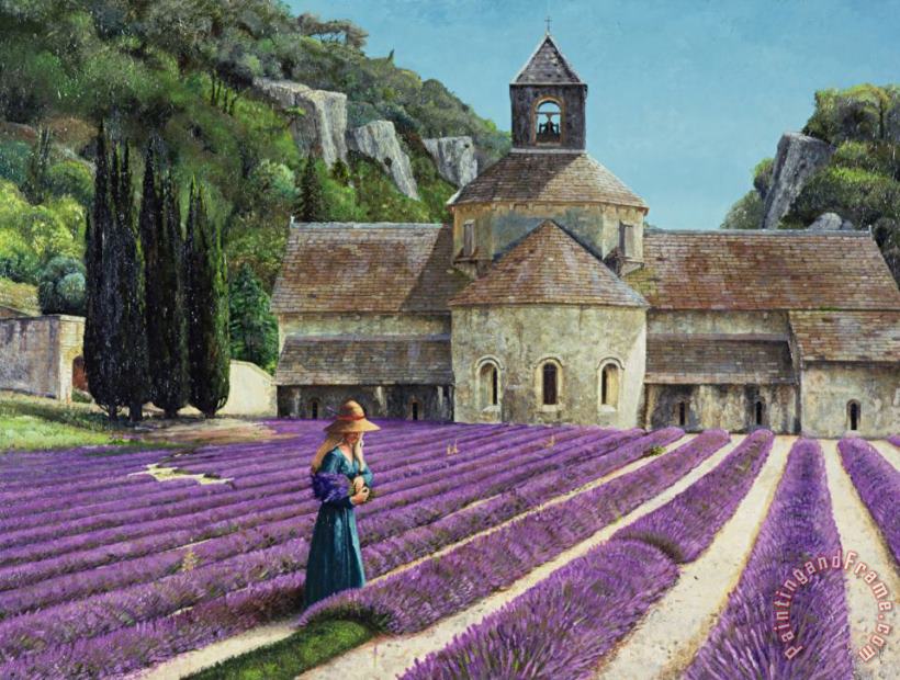 Trevor Neal Lavender Picker - Abbaye Senanque - Provence Art Print