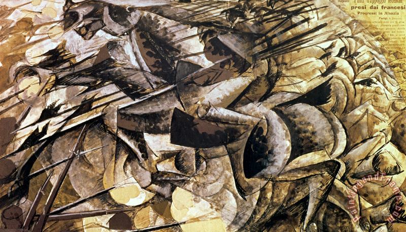 Umberto Boccioni The Charge of the Lancers Art Painting