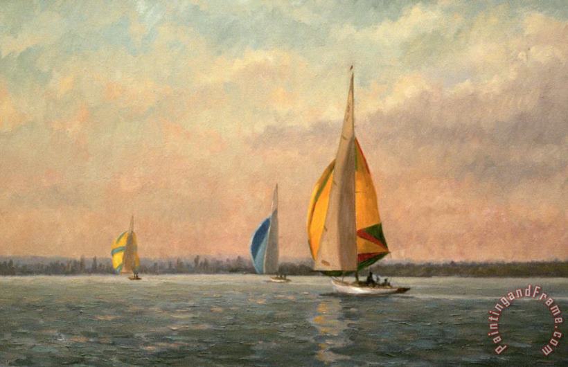 Vic Trevett Late Finish Featuring Dragons On The Medway Art Painting