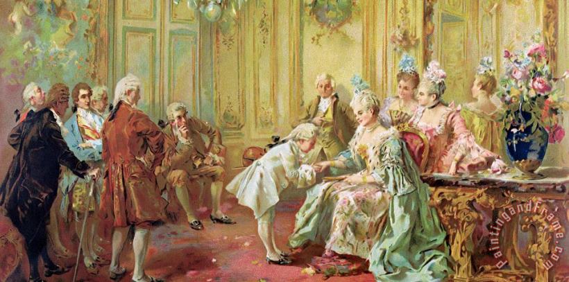 Vicente de Parades The presentation of the young Mozart to Mme de Pompadour at Versailles Art Print
