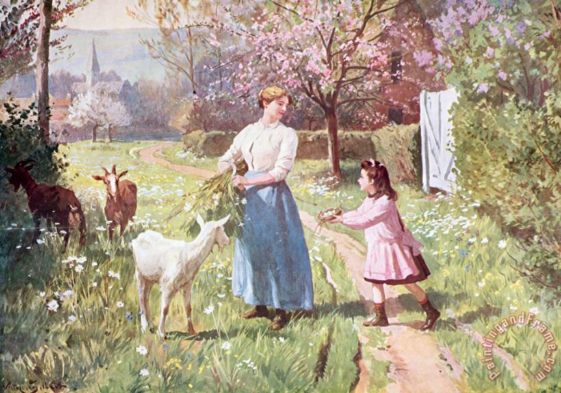 Victor Gabriel Gilbert Easter Eggs in the Country Art Print
