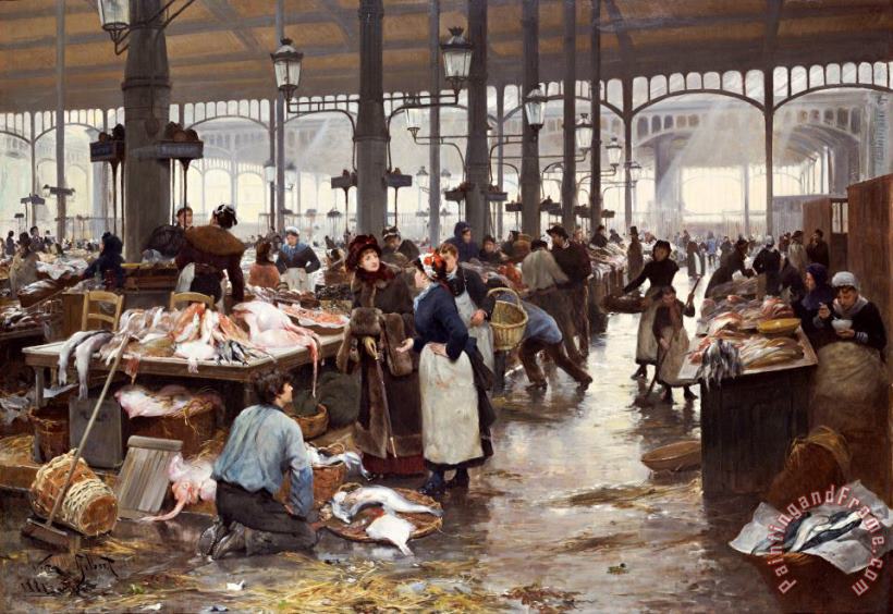 The Fish Hall at the Central Market painting - Victor Gabriel Gilbert The Fish Hall at the Central Market Art Print