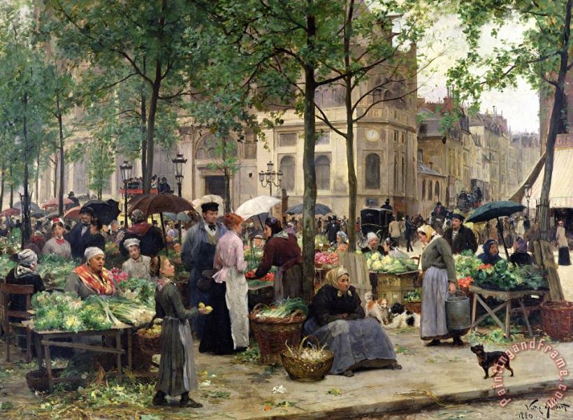 The Square in front of Les Halles painting - Victor Gabriel Gilbert The Square in front of Les Halles Art Print