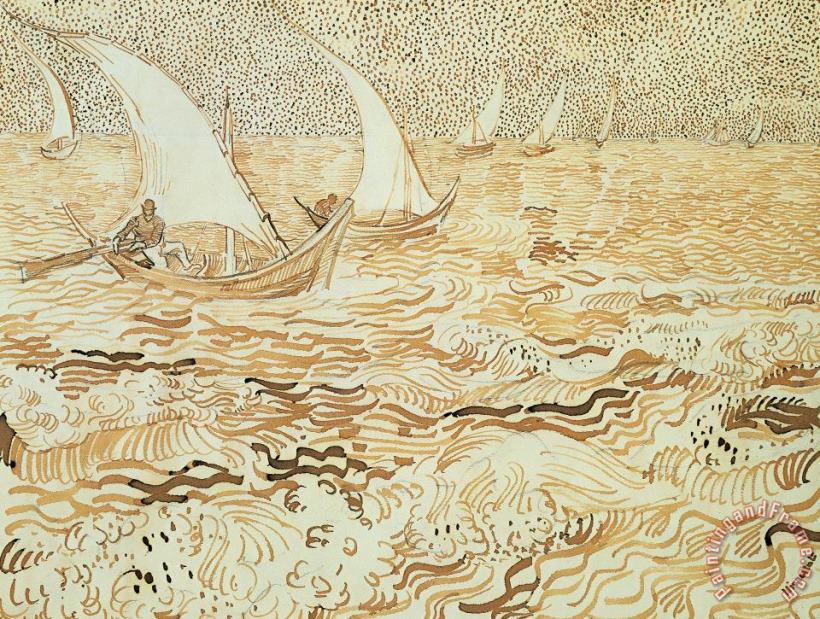 Vincent van Gogh Fishing Boats At Saintes Maries De La Mer Art Print
