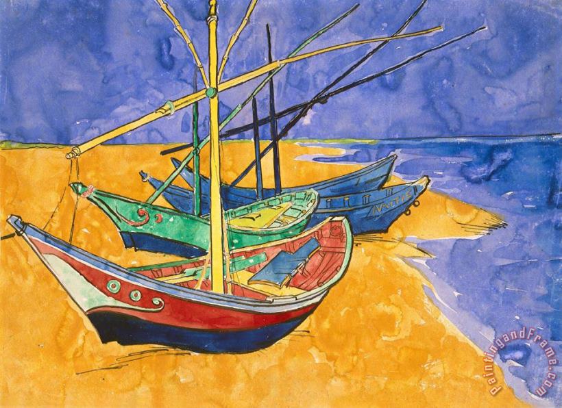 Fishing Boats on the Beach at Saintes Maries de la Mer painting - Vincent Van Gogh Fishing Boats on the Beach at Saintes Maries de la Mer Art Print
