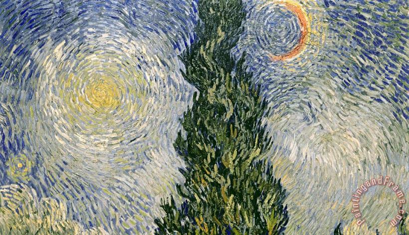 Road With Cypresses painting - Vincent van Gogh Road With Cypresses Art Print