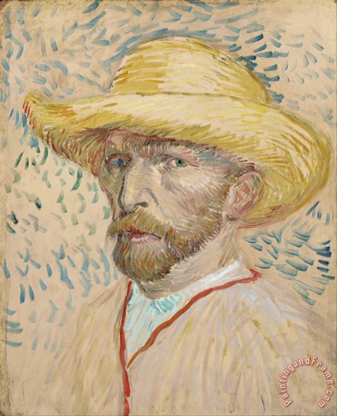 Vincent van Gogh Self Portrait With Straw Hat Art Painting