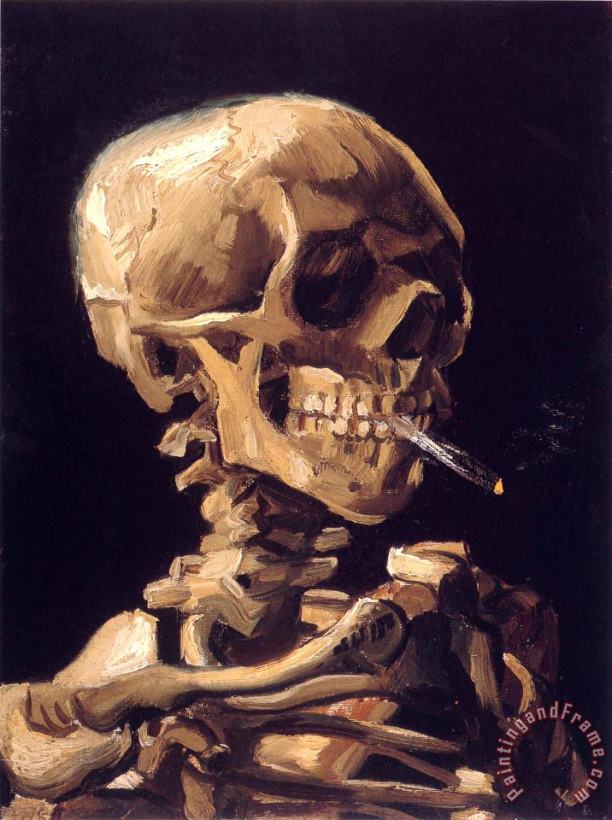 Skull with a Burning Cigarette painting - Vincent van Gogh Skull with a Burning Cigarette Art Print