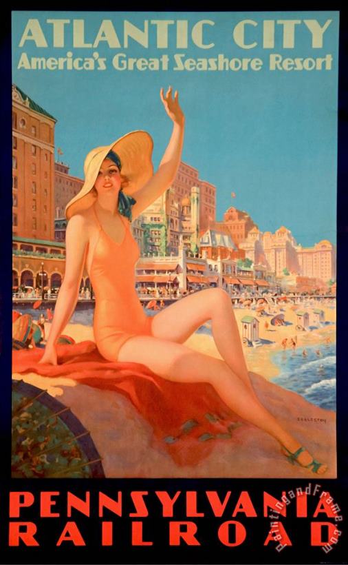 Atlantic City painting - Vintage Images Atlantic City Art Print