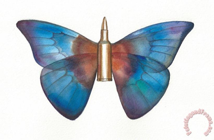 Morpho Bullet Butterfly painting - Vladimir Kush Morpho Bullet Butterfly Art Print