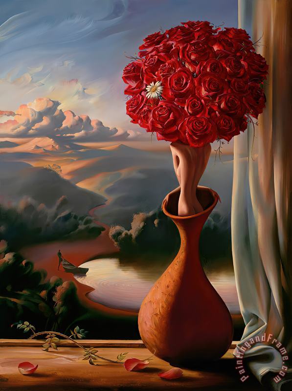 Rose Awaiting painting - Vladimir Kush Rose Awaiting Art Print