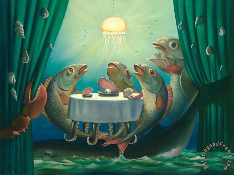 Vladimir Kush Seafood Restaurant Art Print