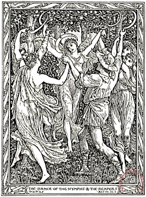 Shakespeare's Tempest Illustration Engraving painting - Walter Crane Shakespeare's Tempest Illustration Engraving Art Print