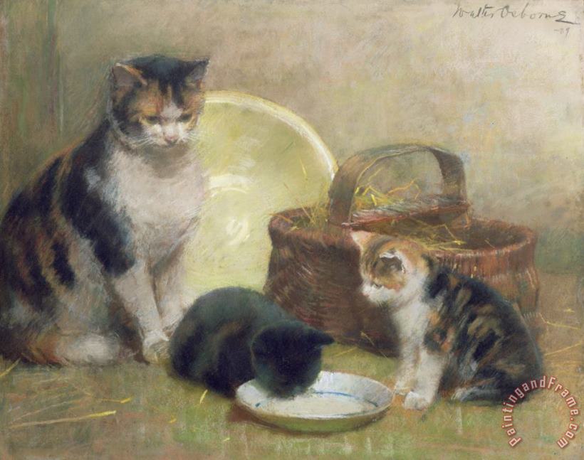 Walter Frederick Osborne Cat and Kittens Art Painting