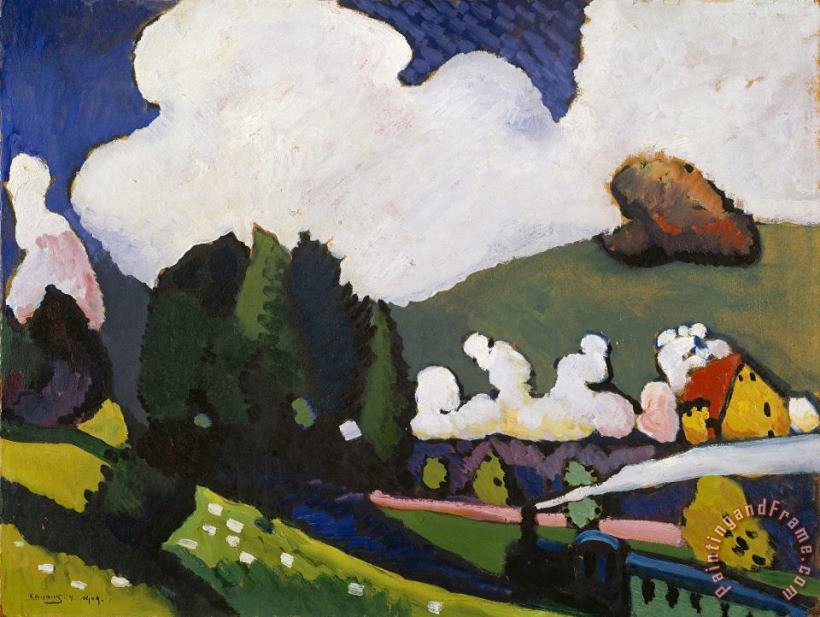 Landscape Near Murnau with a Locomotive painting - Wassily Kandinsky Landscape Near Murnau with a Locomotive Art Print