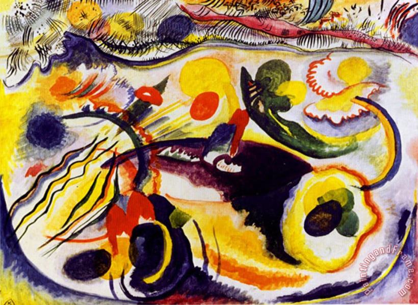 Theme Last Judgement painting - Wassily Kandinsky Theme Last Judgement Art Print