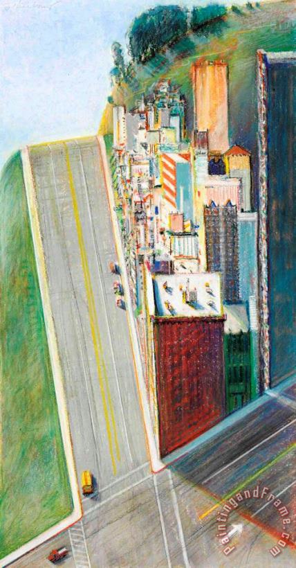 City And Streets, 1995 painting - Wayne Thiebaud City And Streets, 1995 Art Print