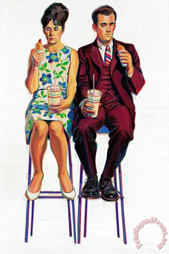 Eating Figures (quick Snack), 1963 painting - Wayne Thiebaud Eating Figures (quick Snack), 1963 Art Print