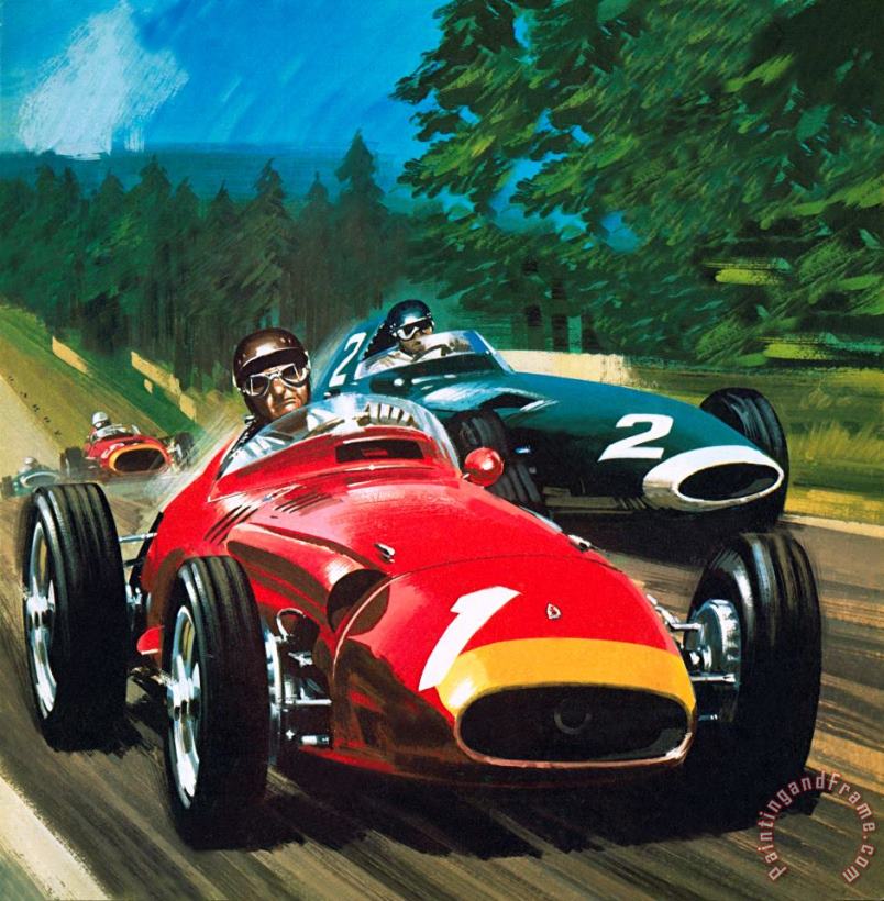 Juan Manuel Fangio painting - Wilf Hardy Juan Manuel Fangio Art Print