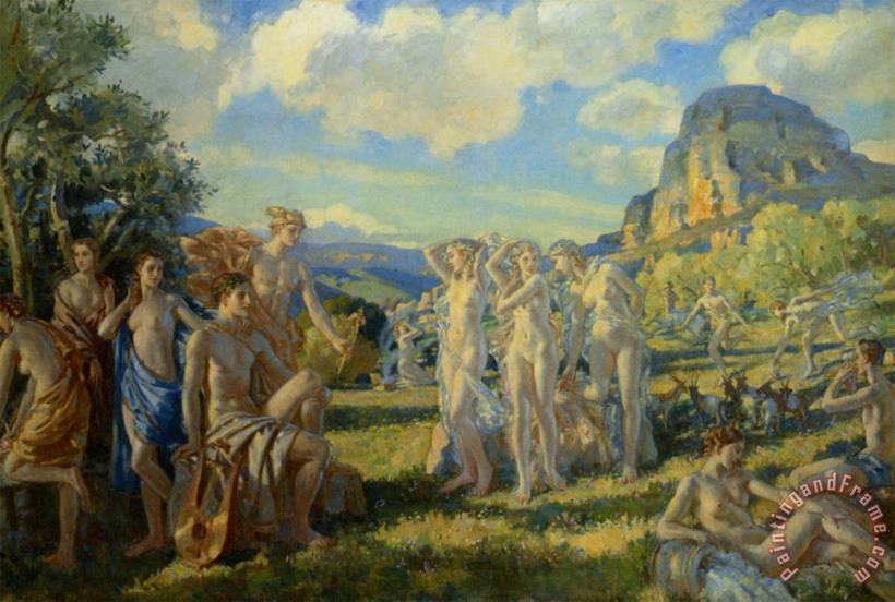 Wilfred Gabriel De Glehn The Poet Accompanied by Some of The Muses Finds Inspiration in Nature Art Painting