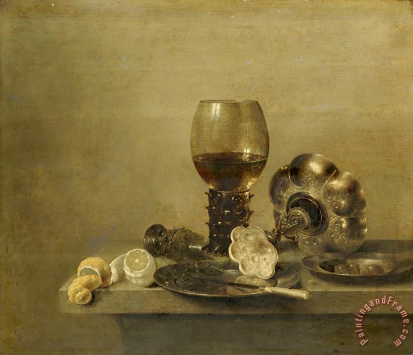 Still Life with a Broken Glass painting - Willem Claesz Heda Still Life with a Broken Glass Art Print