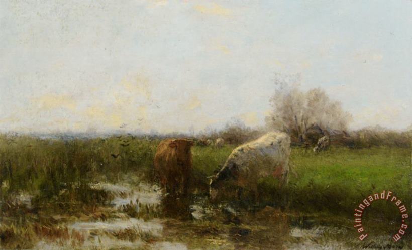 Willem Maris Cattle by a Stream Art Painting