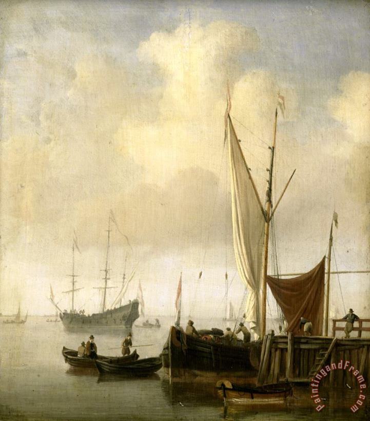 A Harbor painting - Willem van de Velde A Harbor Art Print