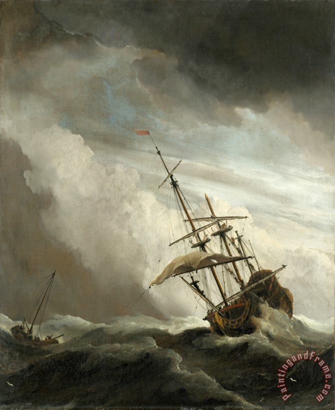Willem van de Velde A Ship on The High Seas Caught by a Squall, Known As 'the Gust' Art Painting