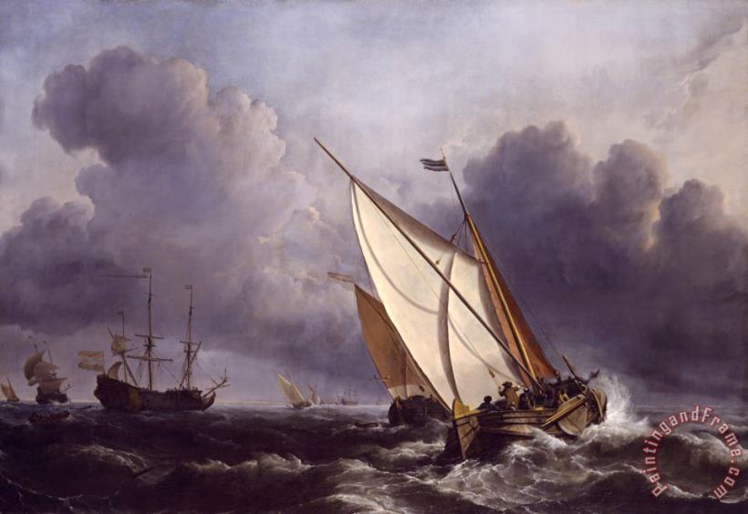 Willem van de Velde Ships in a Stormy Sea Art Painting