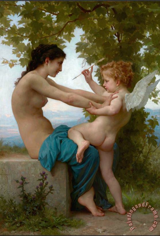 A Young Girl Defending Herself Against Eros painting - William Adolphe Bouguereau A Young Girl Defending Herself Against Eros Art Print