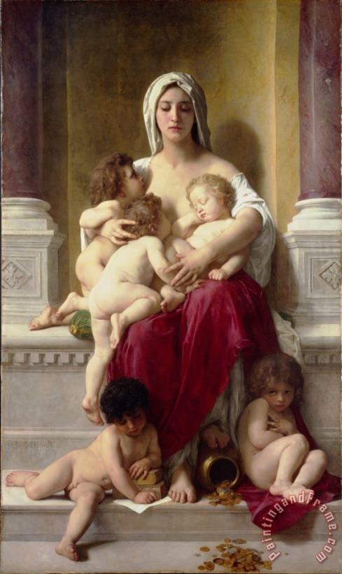 Charity (1878) painting - William Adolphe Bouguereau Charity (1878) Art Print