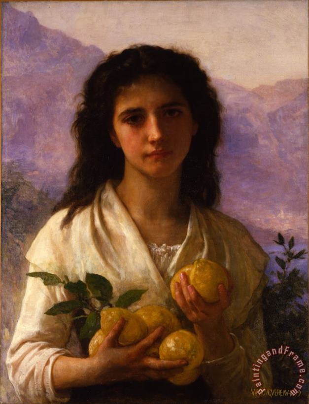 Girl Holding Lemons painting - William Adolphe Bouguereau Girl Holding Lemons Art Print