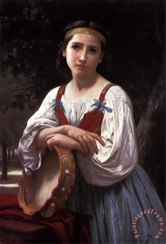 Gypsy Girl with a Basque Drum painting - William Adolphe Bouguereau Gypsy Girl with a Basque Drum Art Print