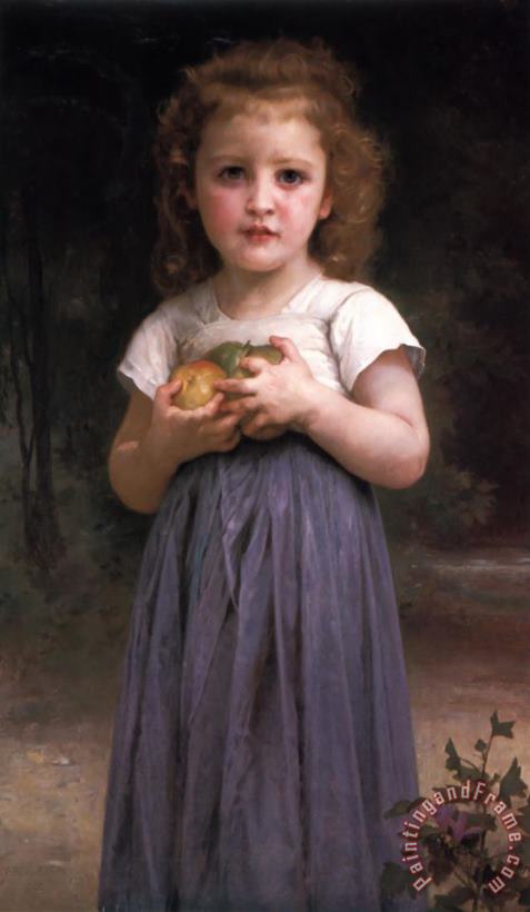 William Adolphe Bouguereau Little Girl Holding Apples in Her Hands Art Print