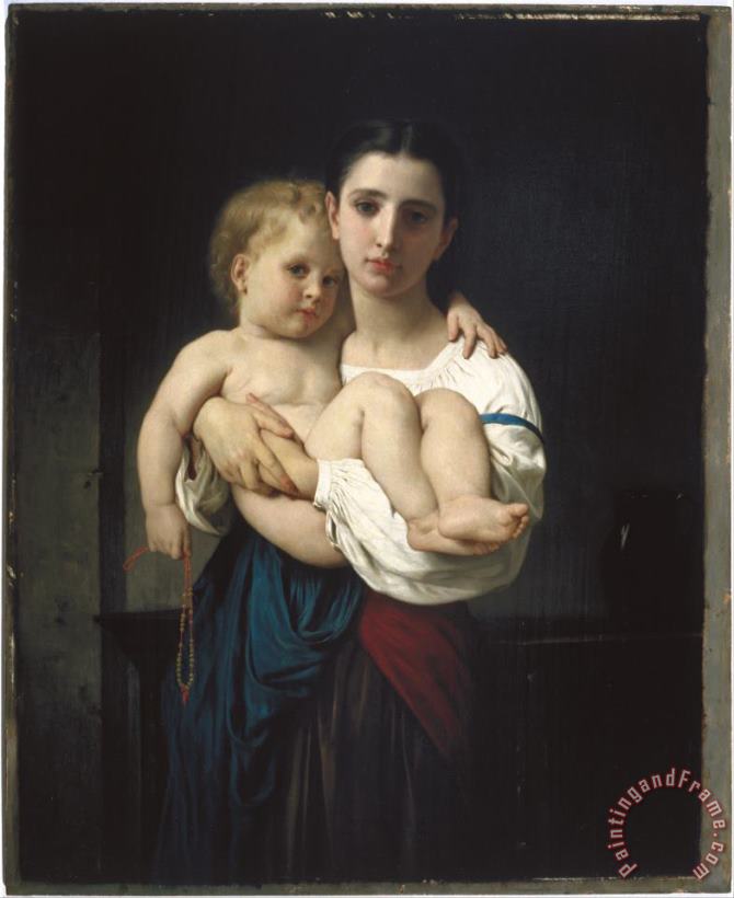 The Elder Sister, Reduction painting - William Adolphe Bouguereau The Elder Sister, Reduction Art Print