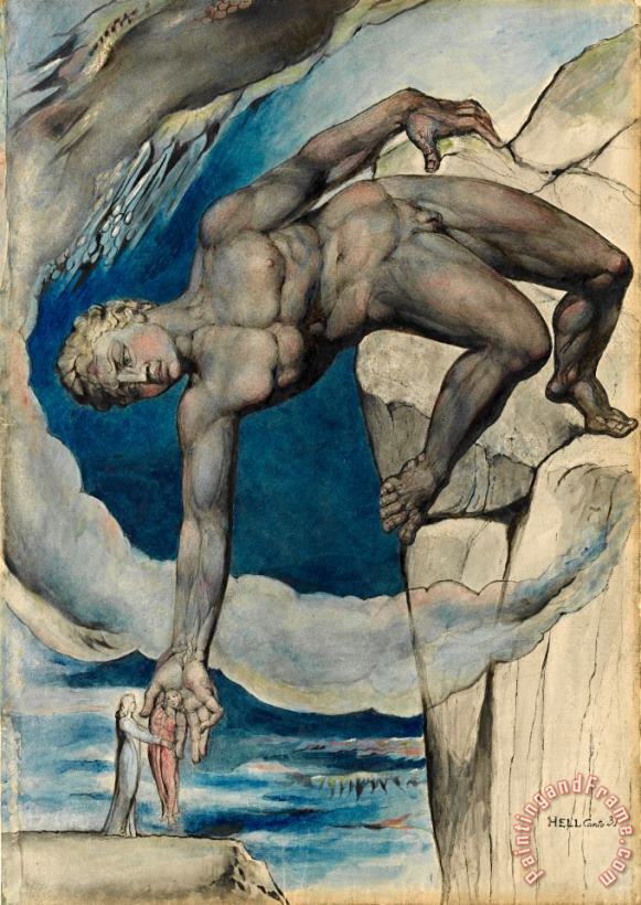 William Blake Antaeus Setting Down Dante And Virgil in The Last Circle of Hell Art Painting